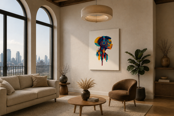 Abstrakte Wandkunst im minimalistischen Interieur gestalten – ohne die Ruhe zu verlieren