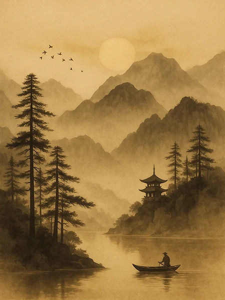 modern art wall print featuring abstract gold and bronze leaf shapes – elegant contemporary wall decor by inprint designs