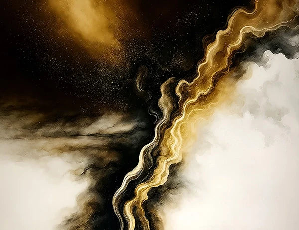 Modern gold and black abstract canvas art – luxurious minimalist wall decor by InPrint Designs