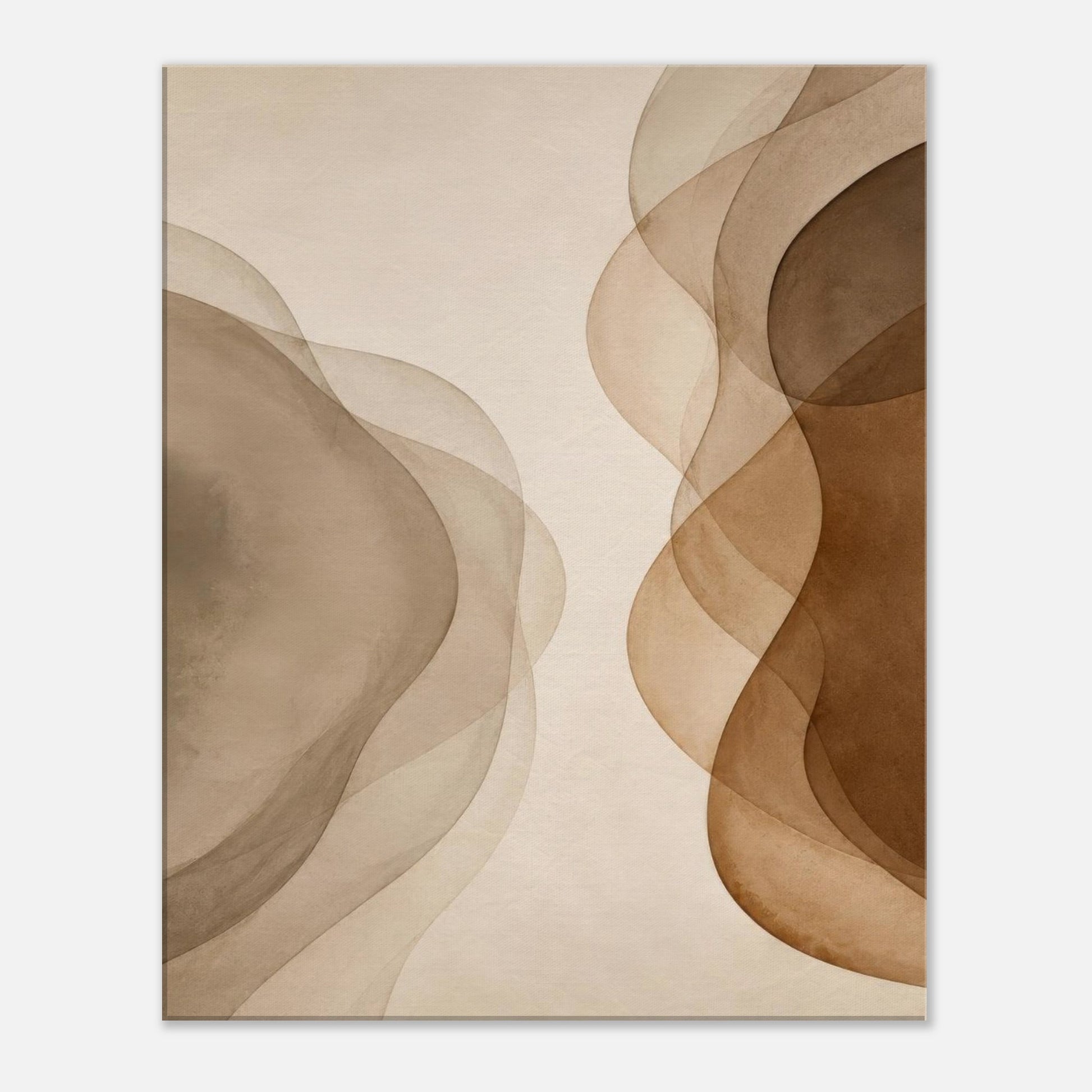 Misty Veil minimalist abstract canvas print in neutral beige and brown tones