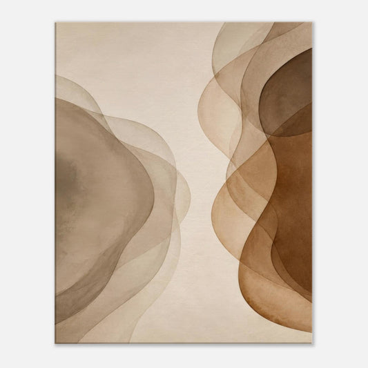 Misty Veil minimalist abstract canvas print in neutral beige and brown tones