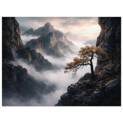 Above The Mist poster showing the rocky ledge and the tree's windswept branches