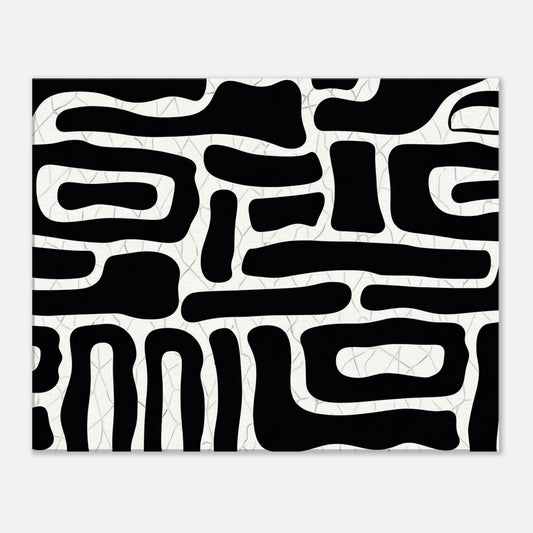 cMinimalist black and white abstract poster with bold organic shapes and graphic modern design