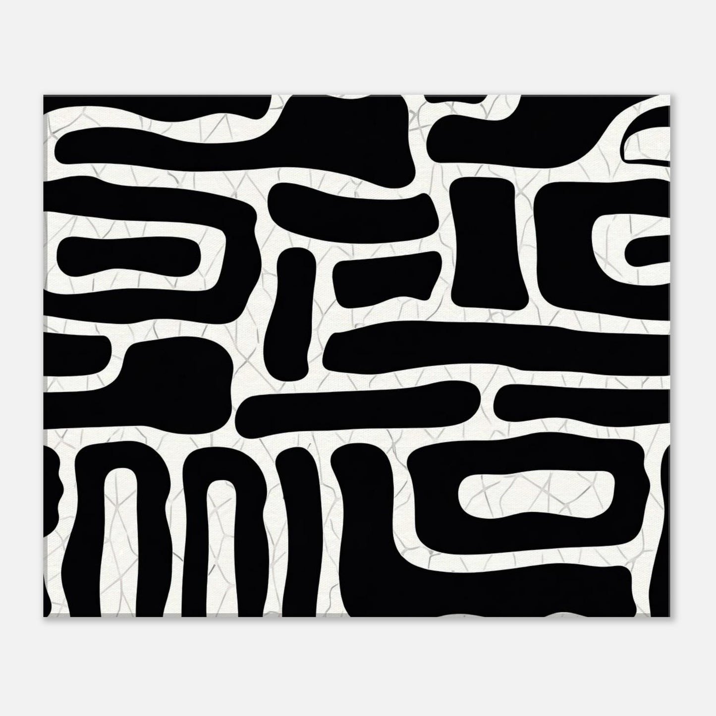 Modern abstract black and white art print with organic line pattern and high contrast design