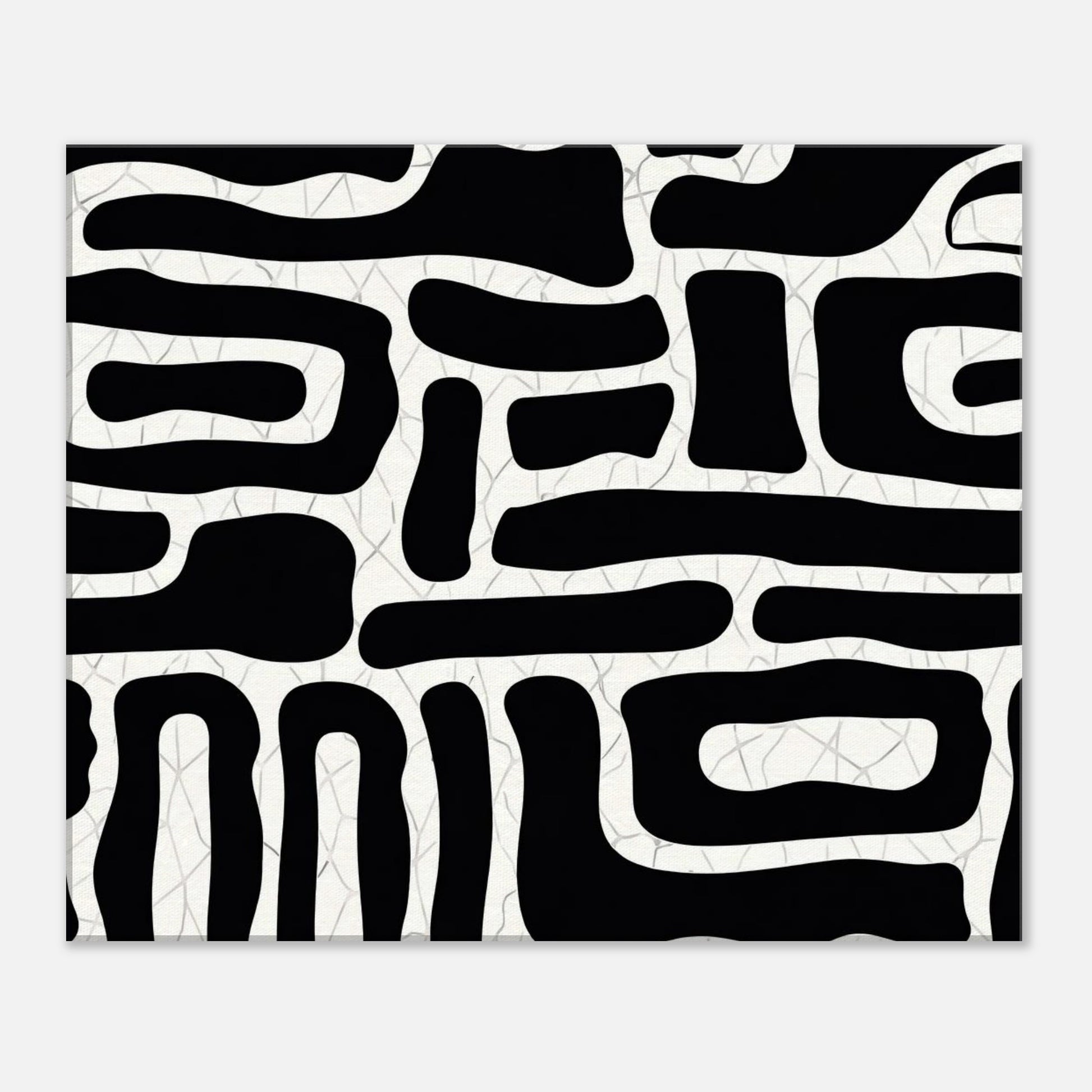 Modern abstract black and white art print with organic line pattern and high contrast design