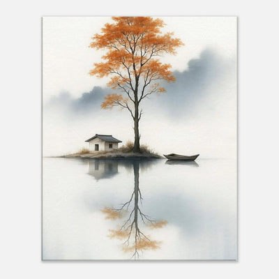 Autumn Refuge minimalist lakeside landscape canvas print