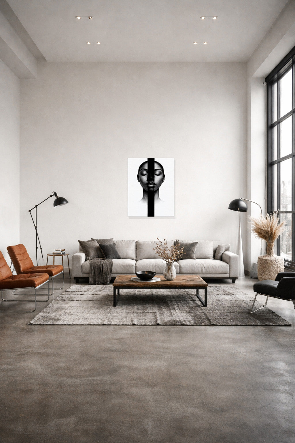 Inner Silence – modern monochrome portrait canvas wall art