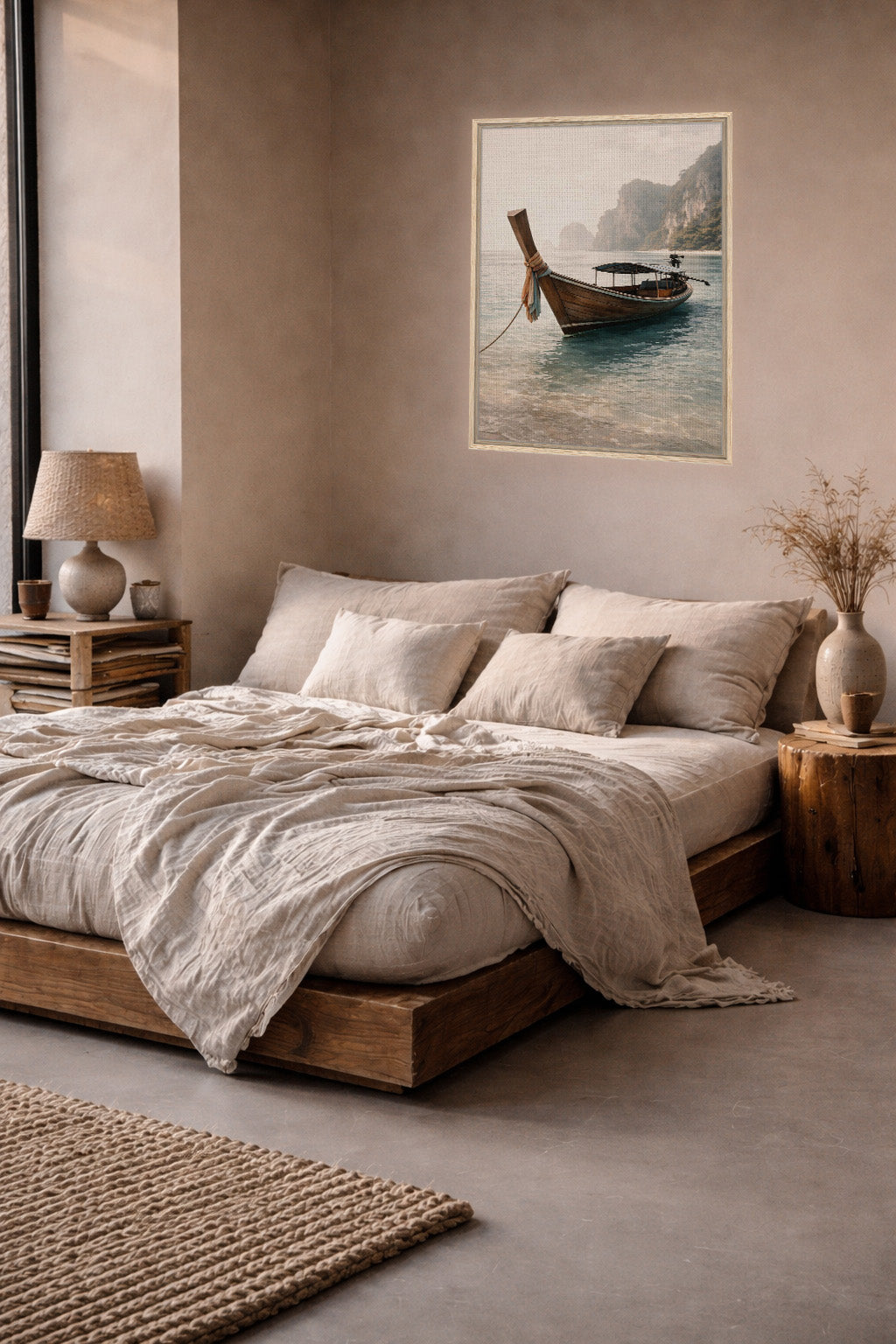 framed canvas wall art bedroom decor tropical boat calming interior design