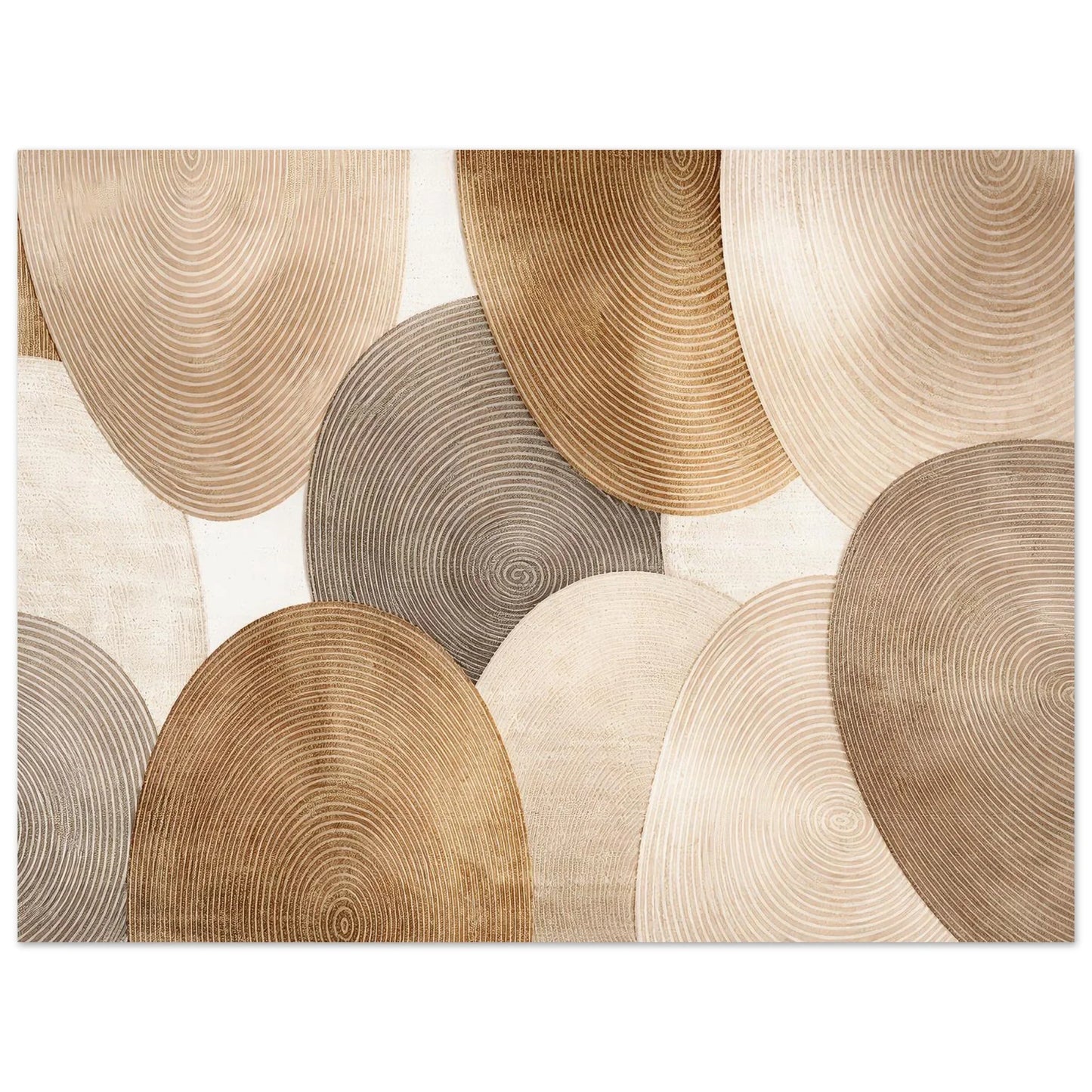 Full composition of layered rings in ivory, sand and soft brown
