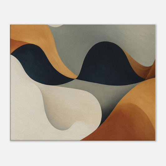 Modern abstract wall art featuring flowing organic shapes and warm earthy tones, creating a calm and contemporary interior statement