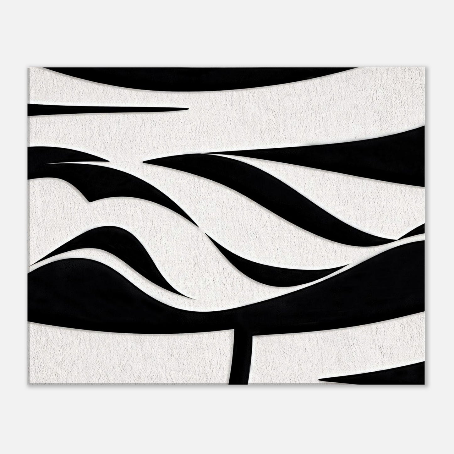 Modern abstract black and white wall art with flowing lines on premium canvas