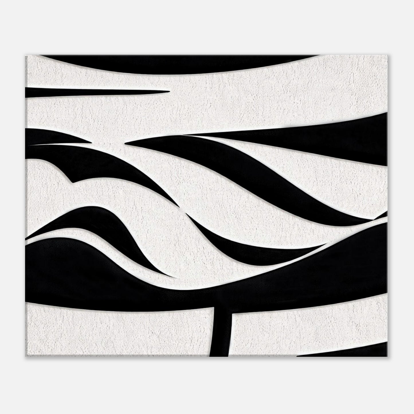 Abstract black and white artwork detail with fluid lines and minimalist design