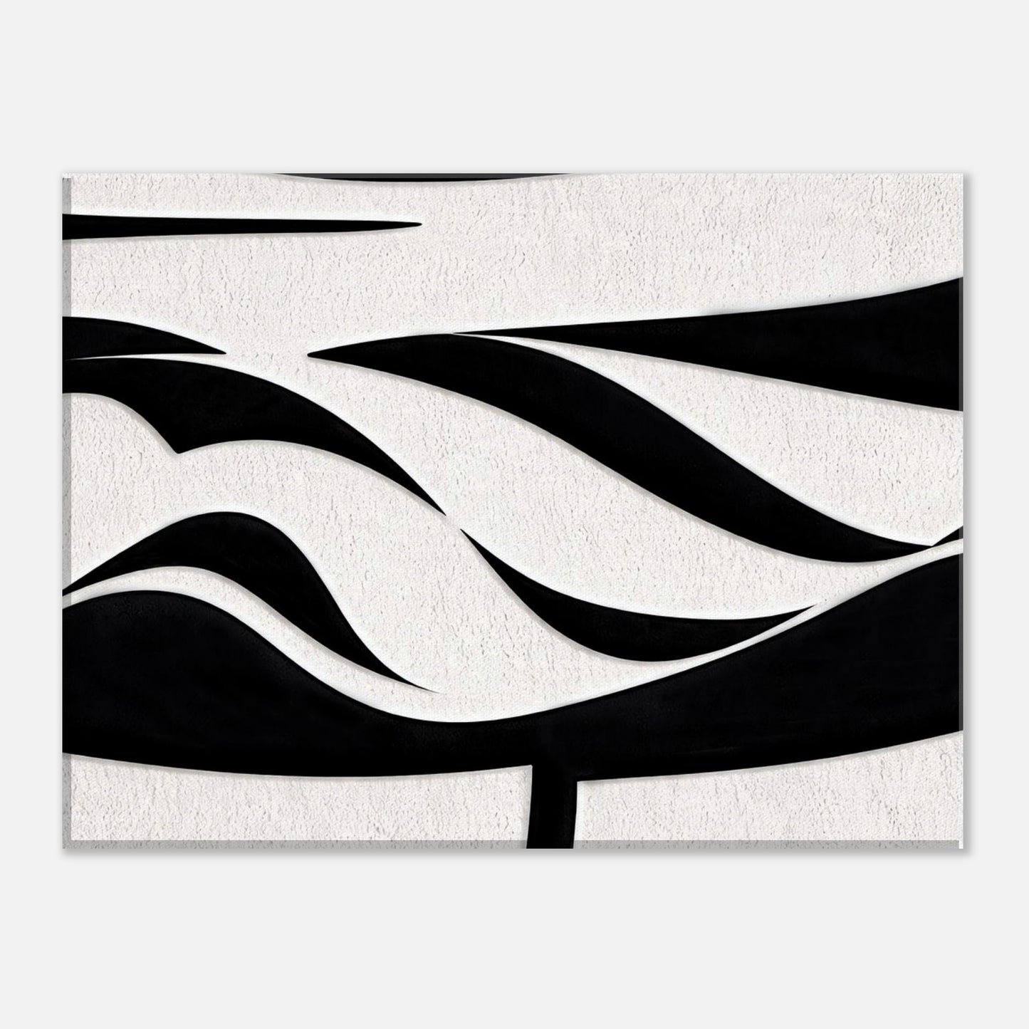 Minimalist abstract black and white wall art with flowing organic shapes