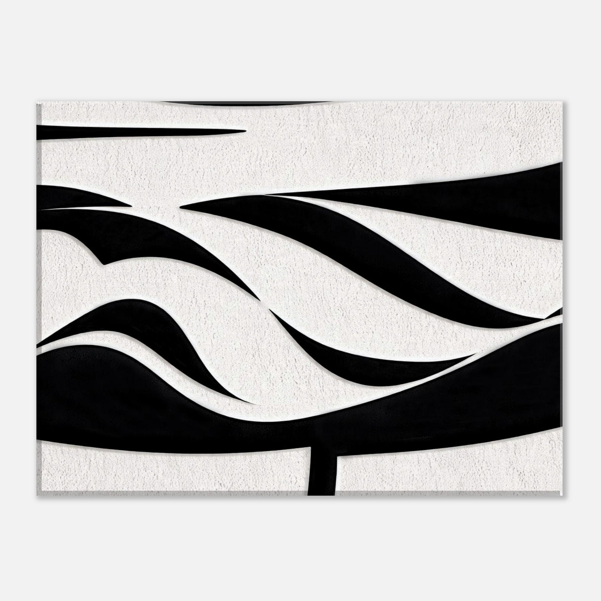 Minimalist abstract black and white wall art with flowing organic shapes