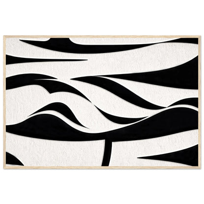 The flowing wave composition in a natural light wood frame