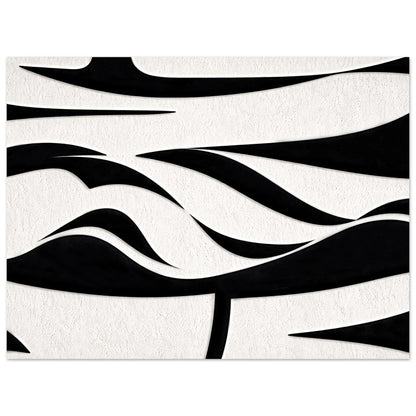 Matte paper detail showing the fine grain between the flowing black shapes