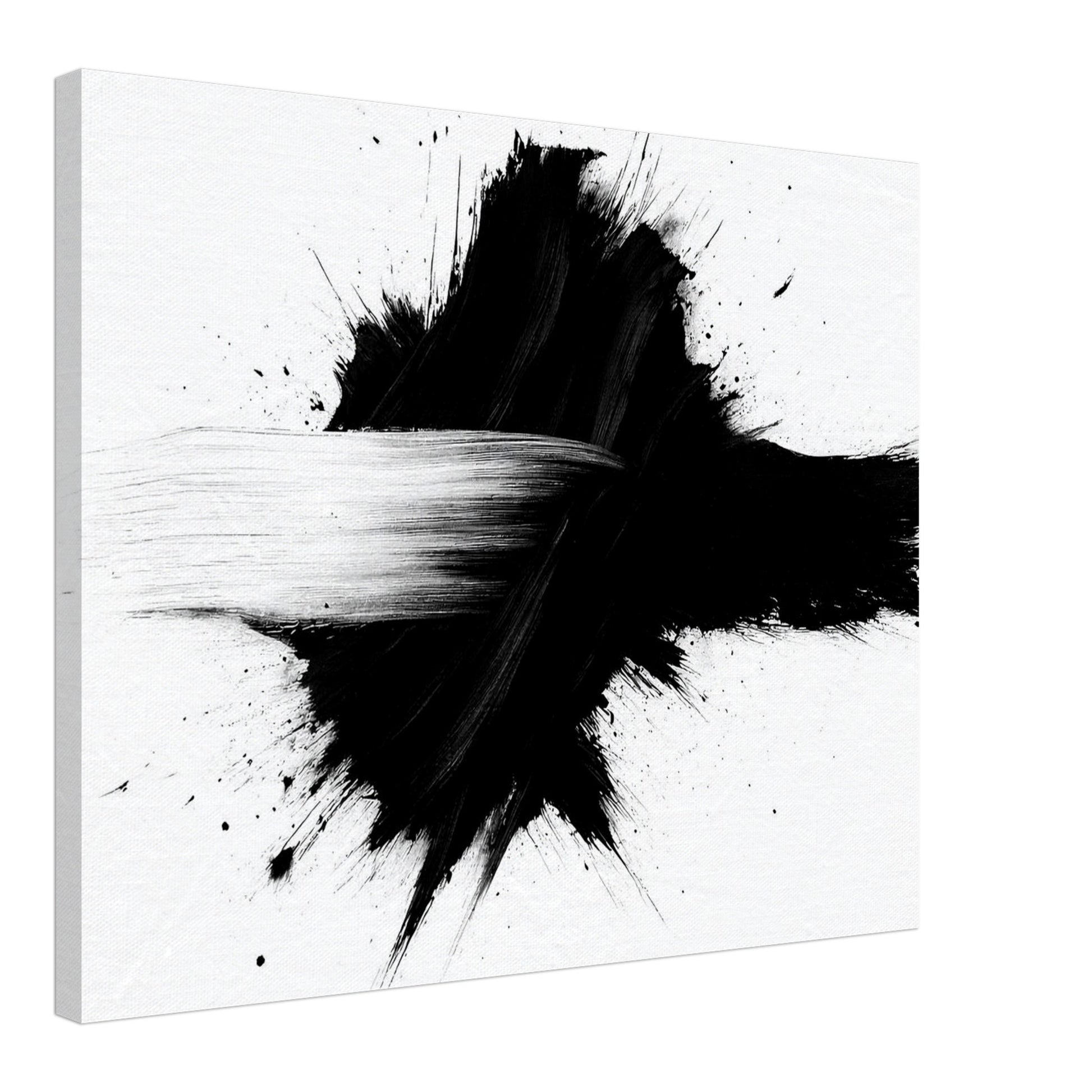 Side view of framed abstract black and white poster, premium quality minimalist wall decor
