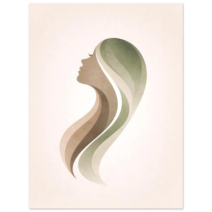 Full composition of the female profile with cascading ribbon-like forms