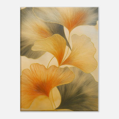 Abstract botanical canvas print with ginkgo leaf motif