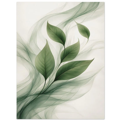 Green Flow botanical poster with organic abstract lines around the foliage