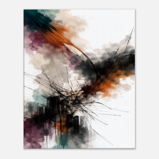 Abstract canvas wall art Inner Color with layered muted colors and expressive lines on white background