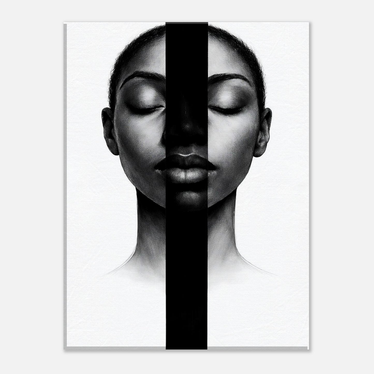 Modern monochrome portrait poster on white background