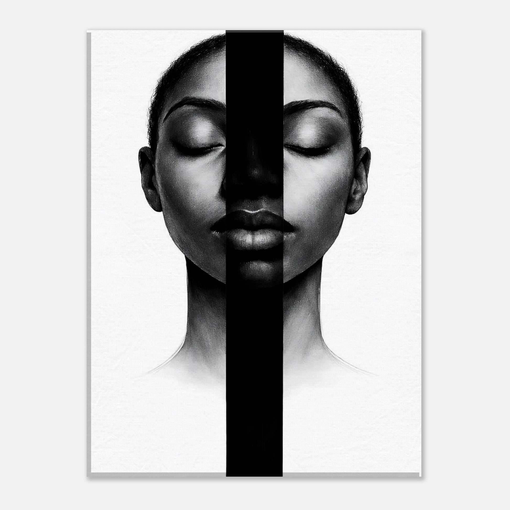 Modern monochrome portrait poster on white background