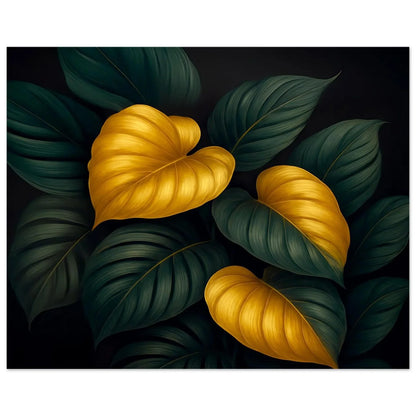 Lumina Leaves poster close up of the layered green and gold leaf shapes
