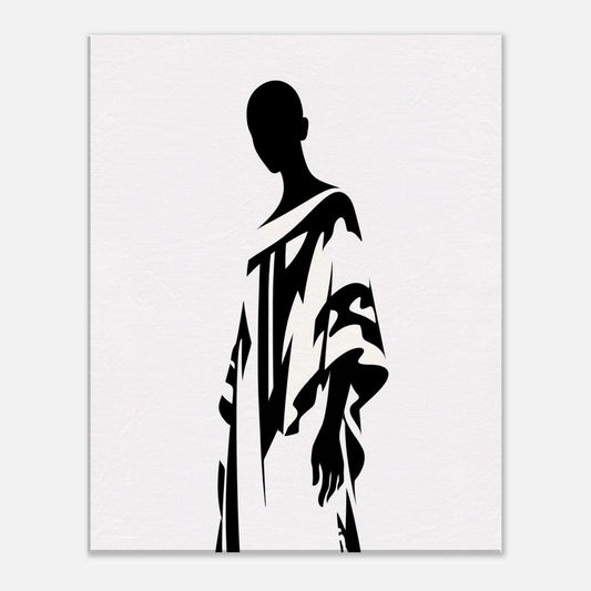 Minimalist black and white abstract figure wall art print featuring a modern human silhouette on a clean white background, perfect for contemporary and Scandinavian interiors