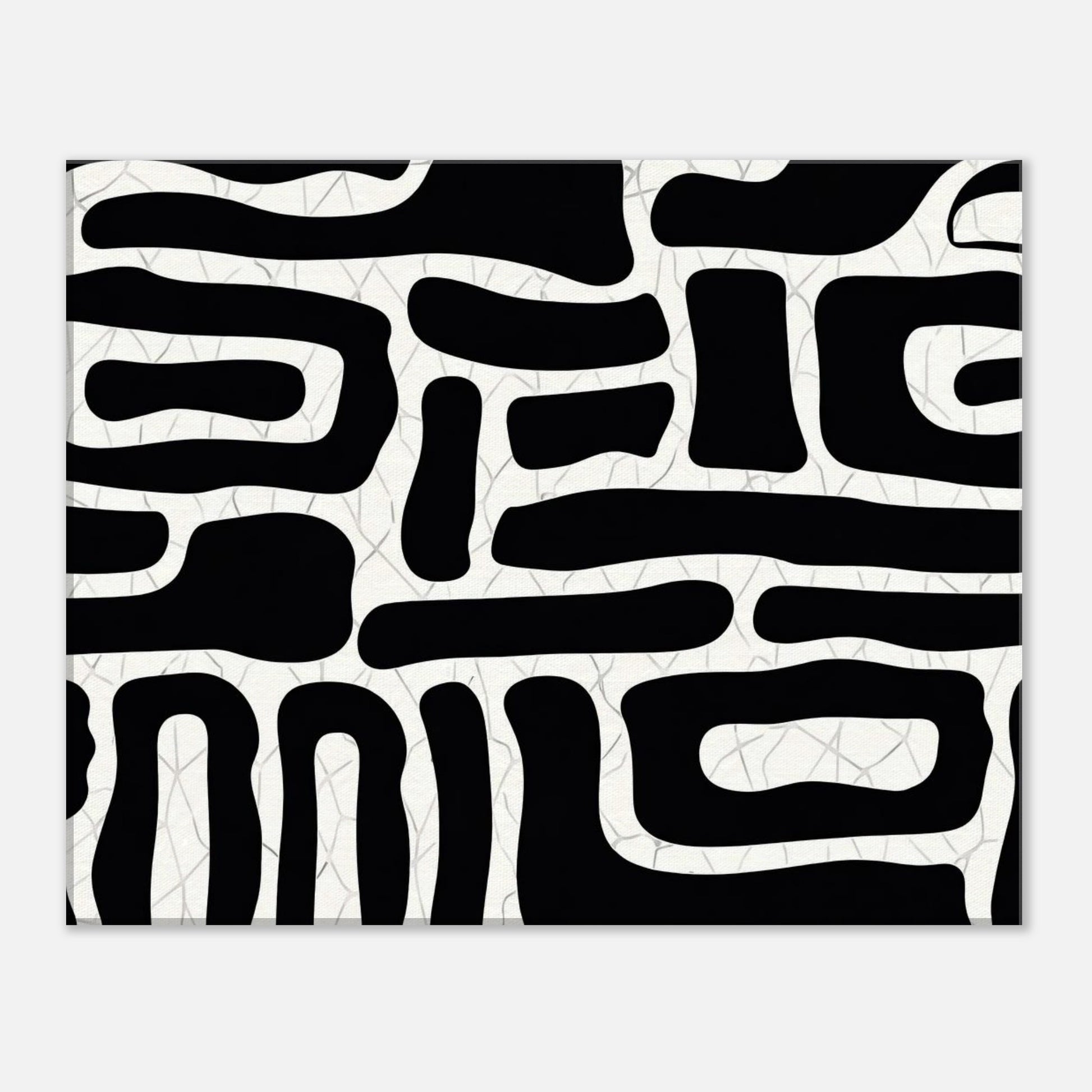 Contemporary black and white abstract wall art with flowing organic shapes