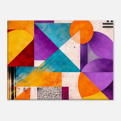 Full composition of the geometric canvas print in landscape format with layered color blocks