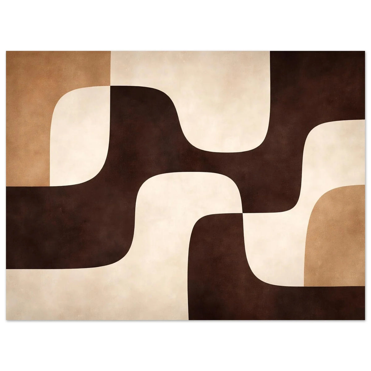 Full composition of interlocking geometric shapes in warm neutral tones