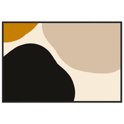 Abstract composition in a black wooden frame with beige and cream fields