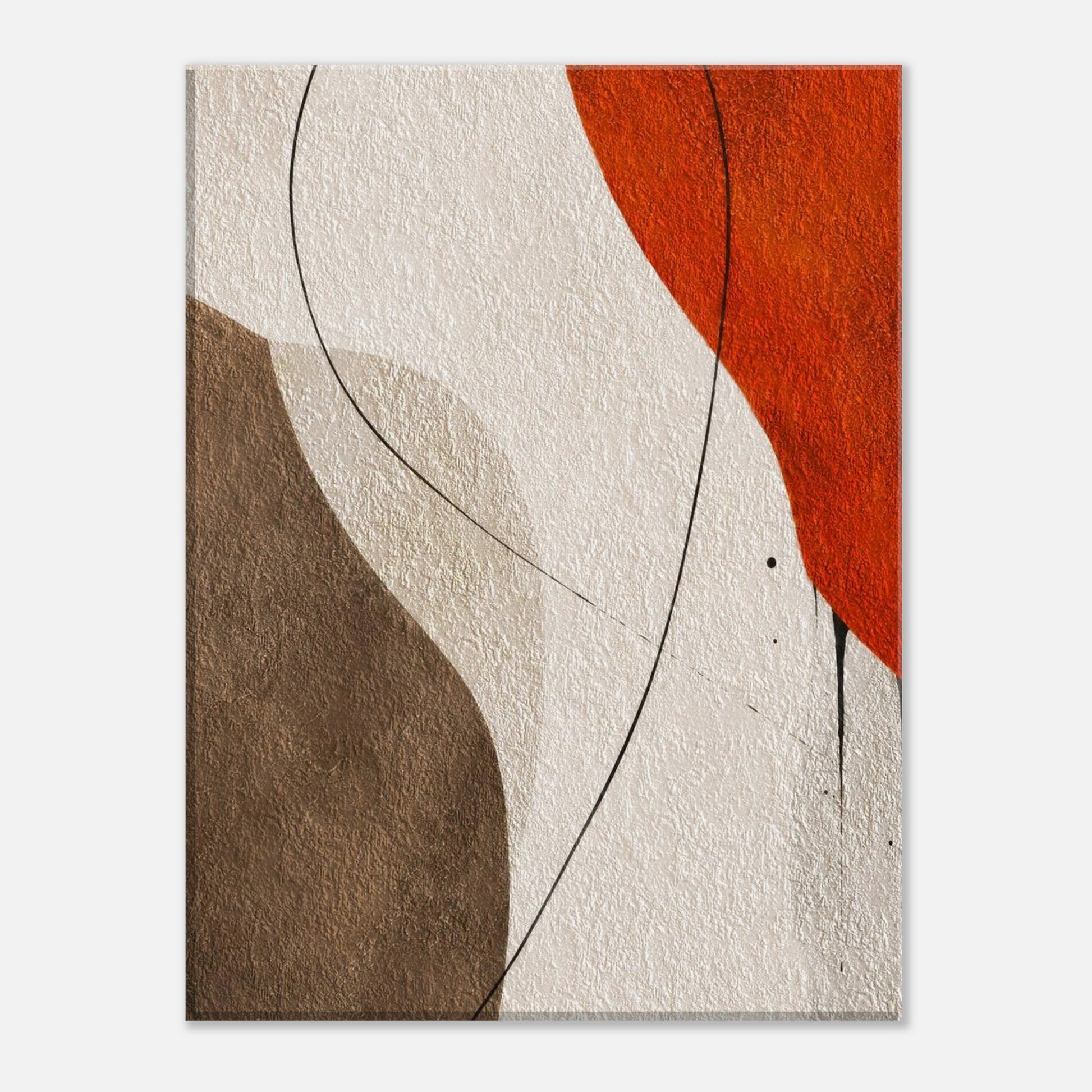 Close-up view of abstract earth tone canvas artwork