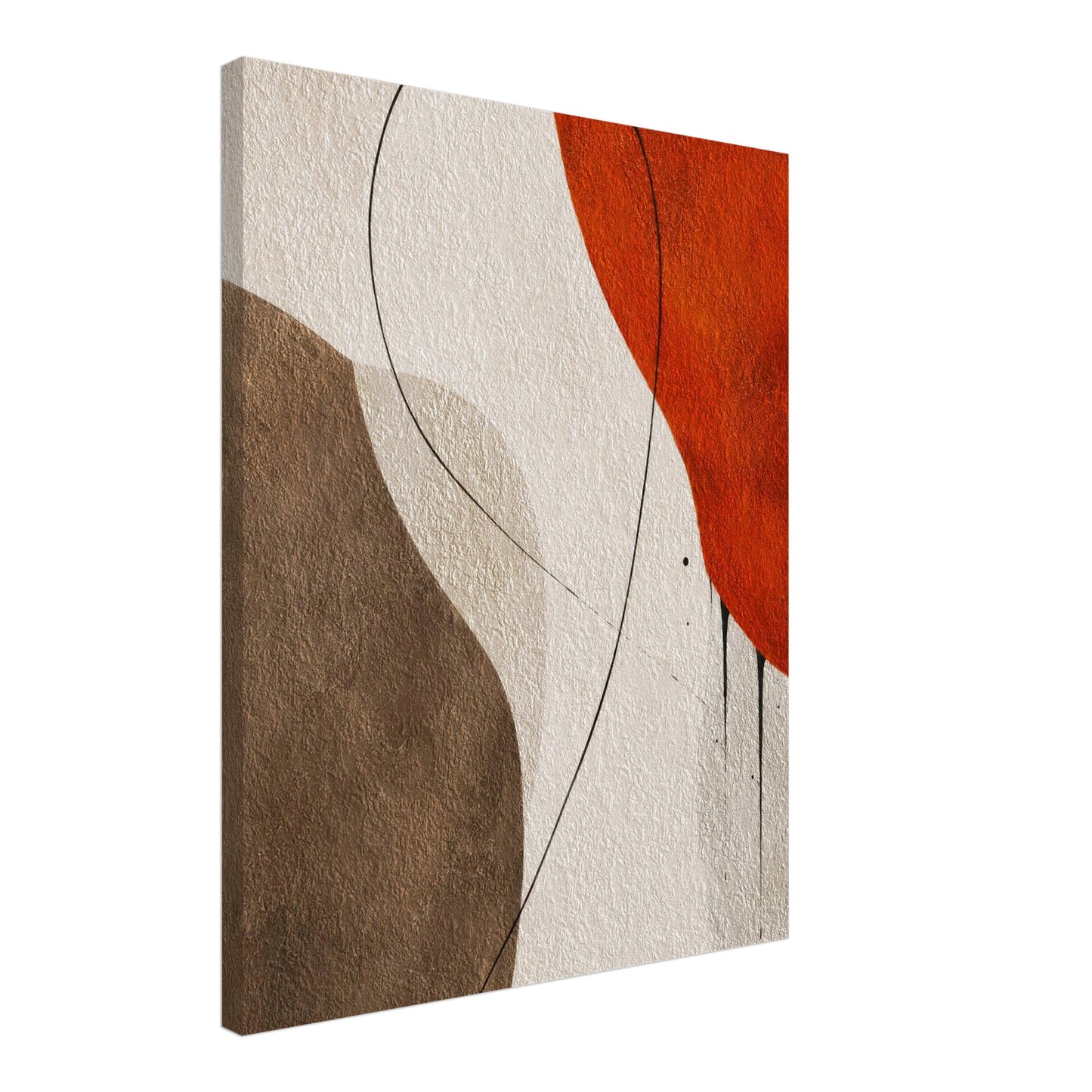 Abstract earth tone canvas wall art in modern home office