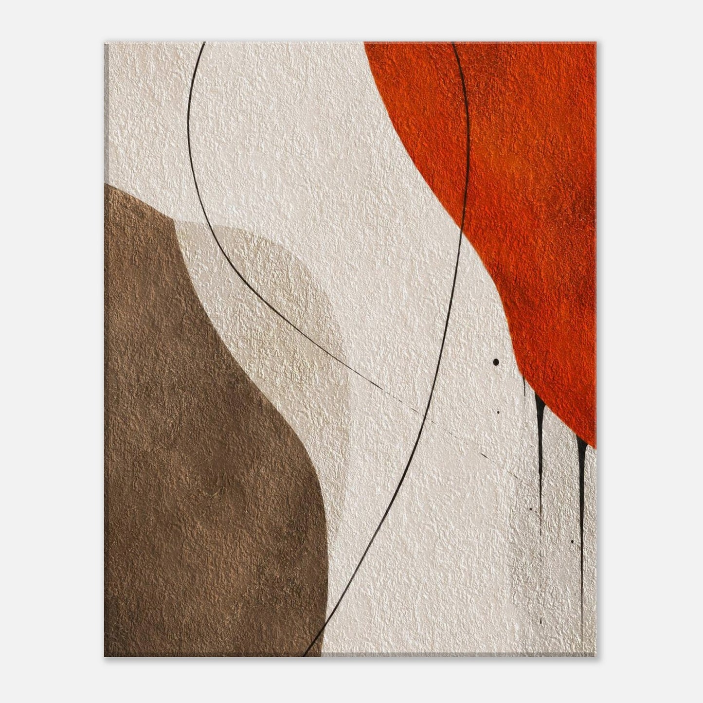 Side view of gallery wrapped abstract earth tone canvas
