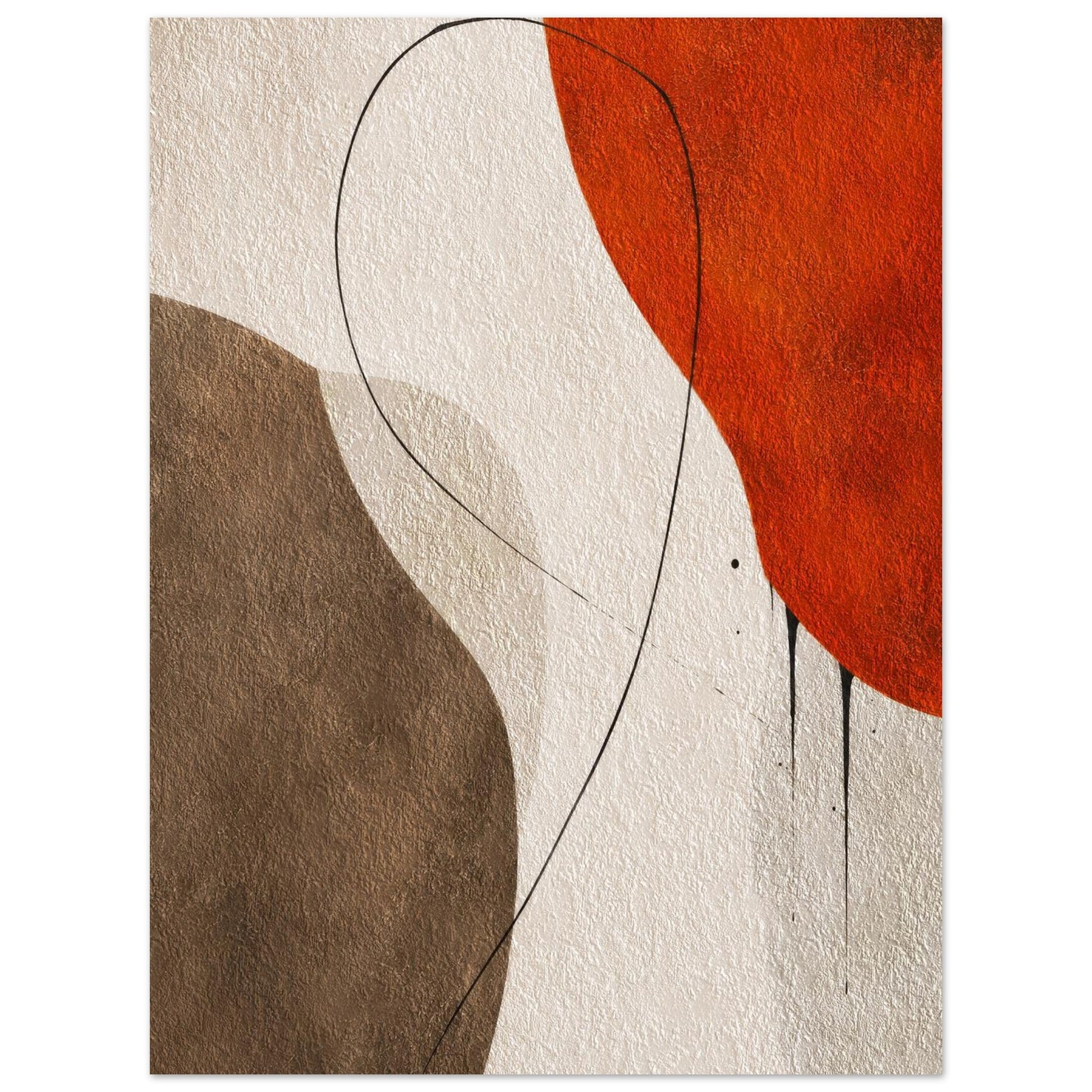 Side angle view of abstract earth tone poster on matte paper