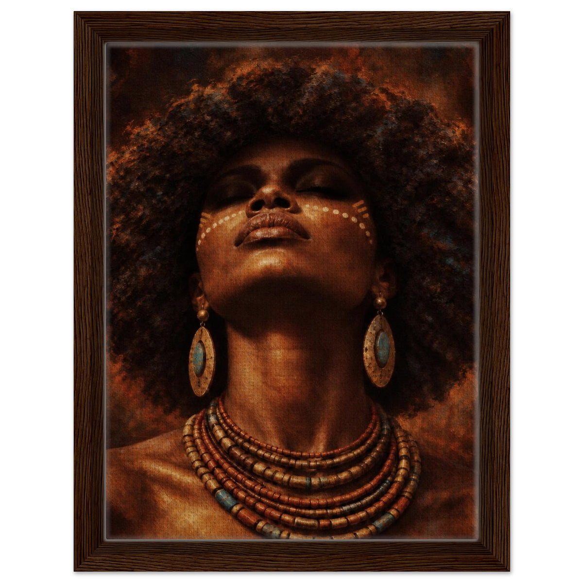 Golden Aura framed canvas wall art in a dark wood frame