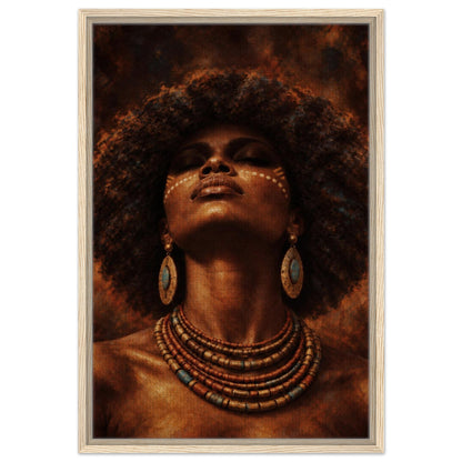 Golden Aura portrait canvas in a natural light wood frame