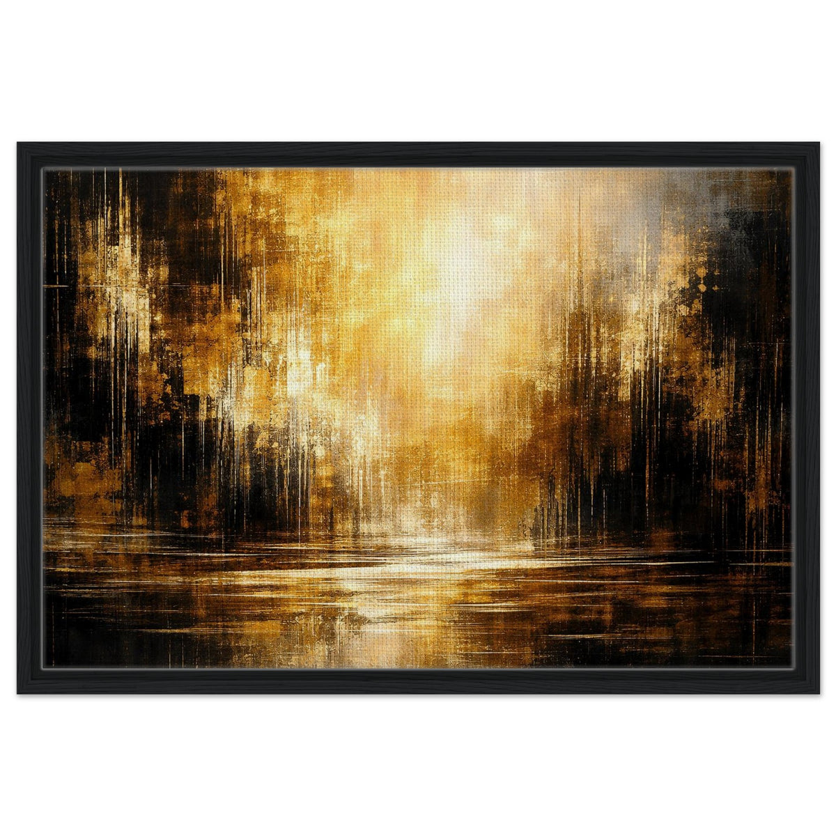 Amber Stillness golden abstract framed canvas wall art