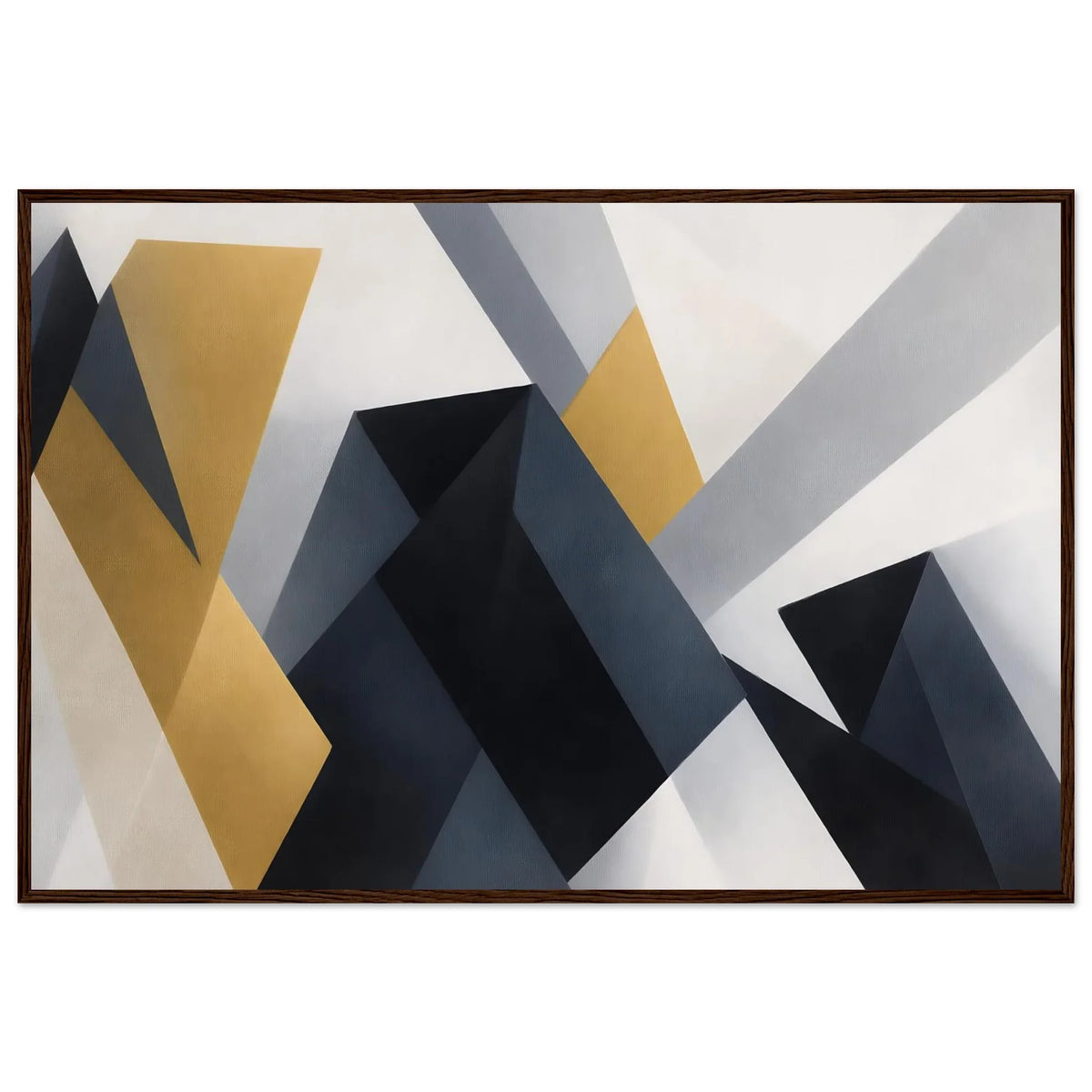 Architectural Forms geometric framed wall art in a dark brown wooden frame