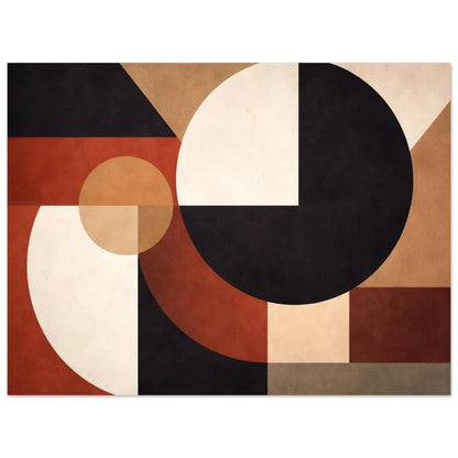 Full composition of the geometric art poster in landscape format with layered arcs and blocks