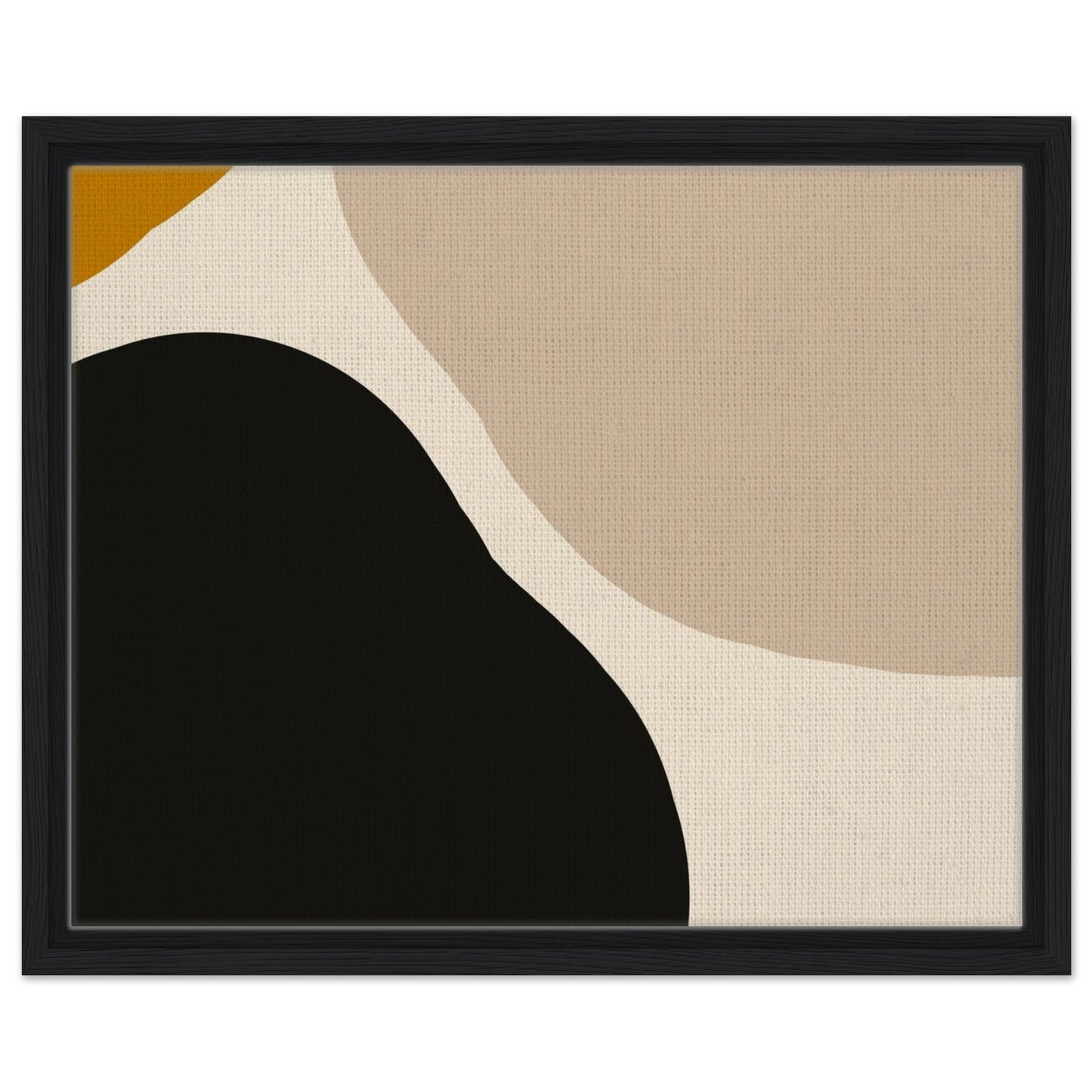 Black and beige abstract canvas wall art with black floating frame