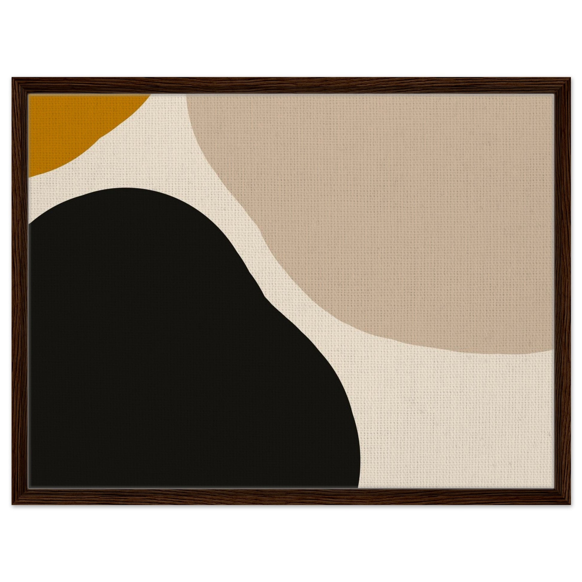 Black beige and mustard abstract framed canvas wall art