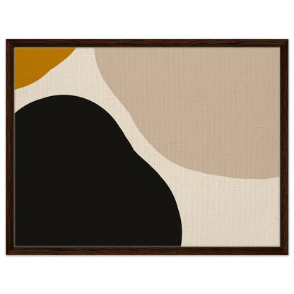Black beige and mustard abstract framed canvas wall art