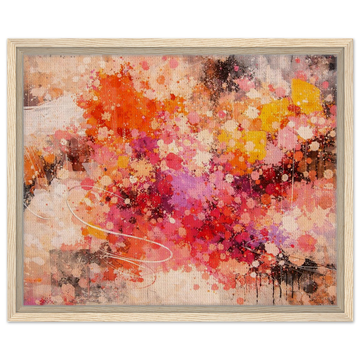 Close-up of textured canvas with a slim black outer frame