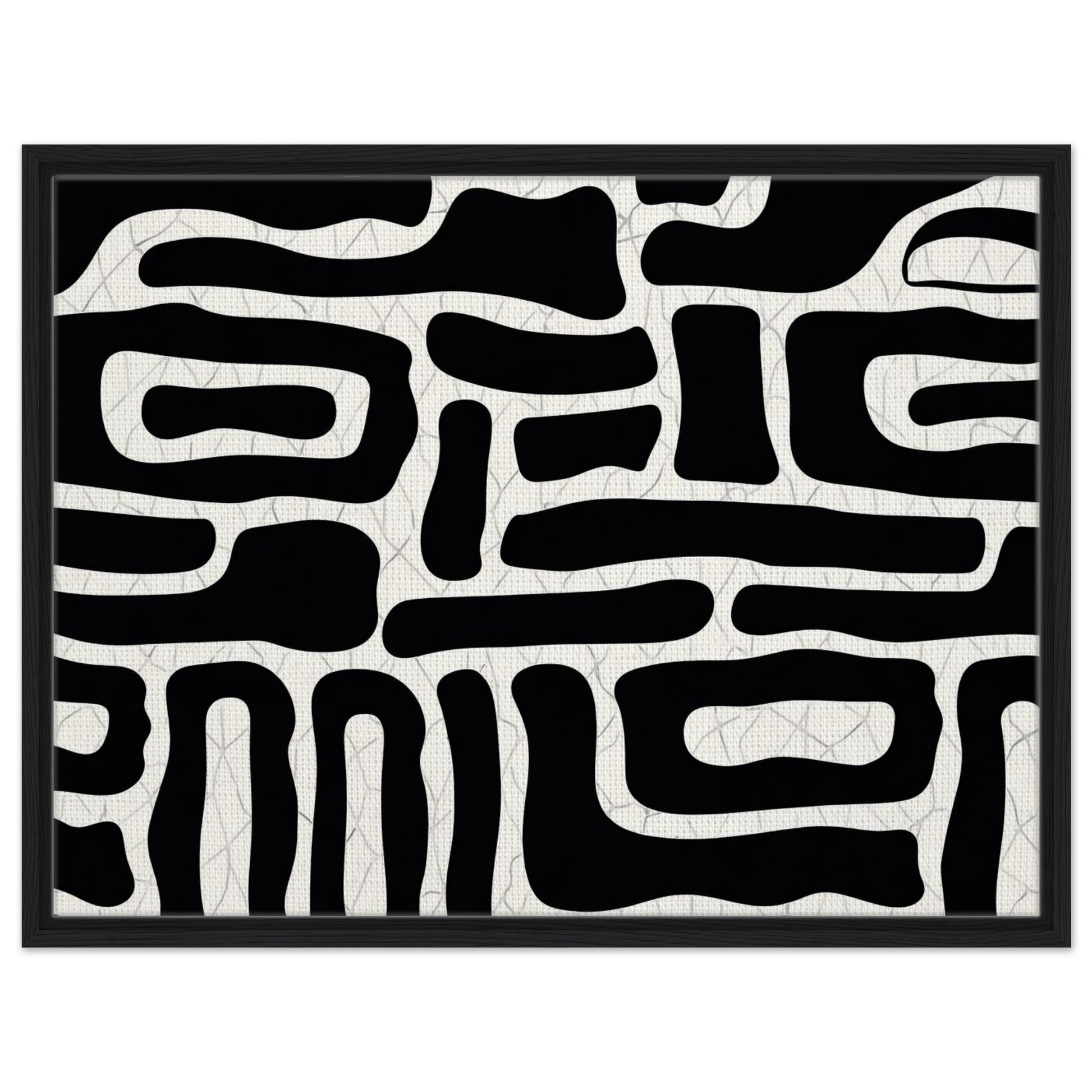 Black and white abstract wall art with bold geometric organic shapes