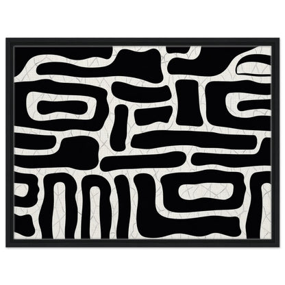 Black and white abstract wall art with bold geometric organic shapes
