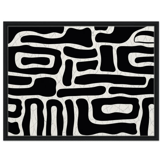 Black and white abstract wall art with bold geometric organic shapes