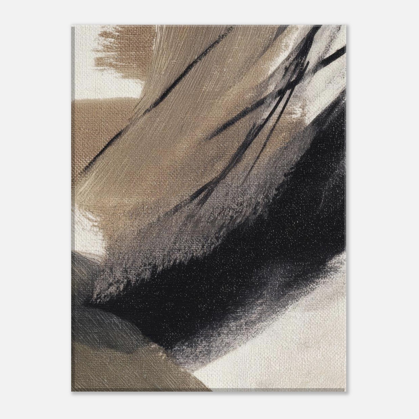 Angled side view of the Brush Rhythm canvas with the printed wrapped edge
